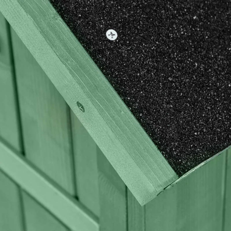 Outsunny Small Shed, Tall Slim Wooden Garden Shed with 3 Removable Shelves and Roof Hatch, Compact Outdoor Tool Storage Cabinet with Asphalt Roof and Door Latch, 77 x 54.2 x 179 cm, Green
