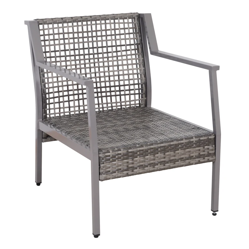 Outsunny 2Pc Rattan Dining Chairs Outdoor Patio Garden Conversation Wicker Sofa Arm All Weather Furniture w/ Cushions