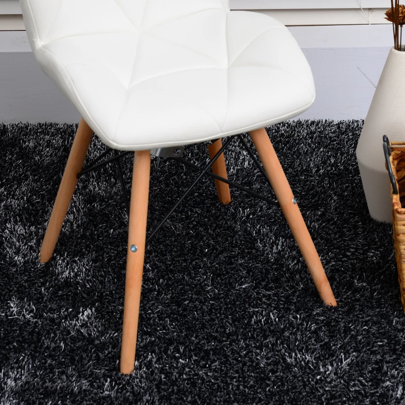 HOMCOM Padded Dining Chair W/Solid Wooden Legs, PU Leather-White