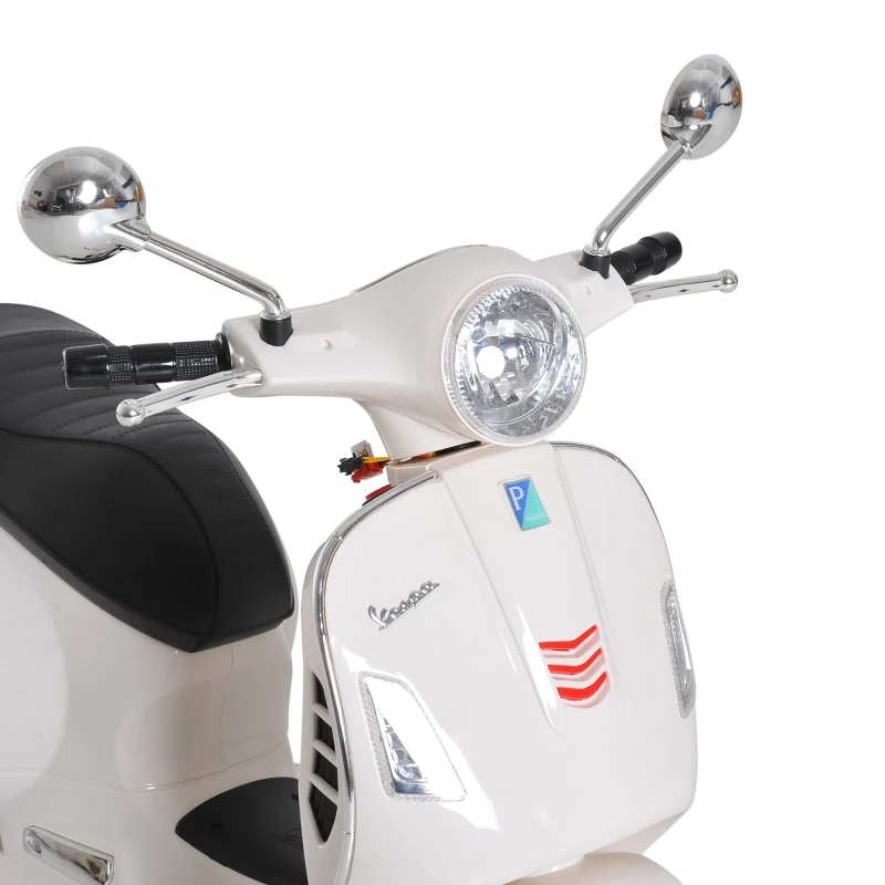 HOMCOM Kids Ride On Vespa Motorcycle W/LED Lights - White