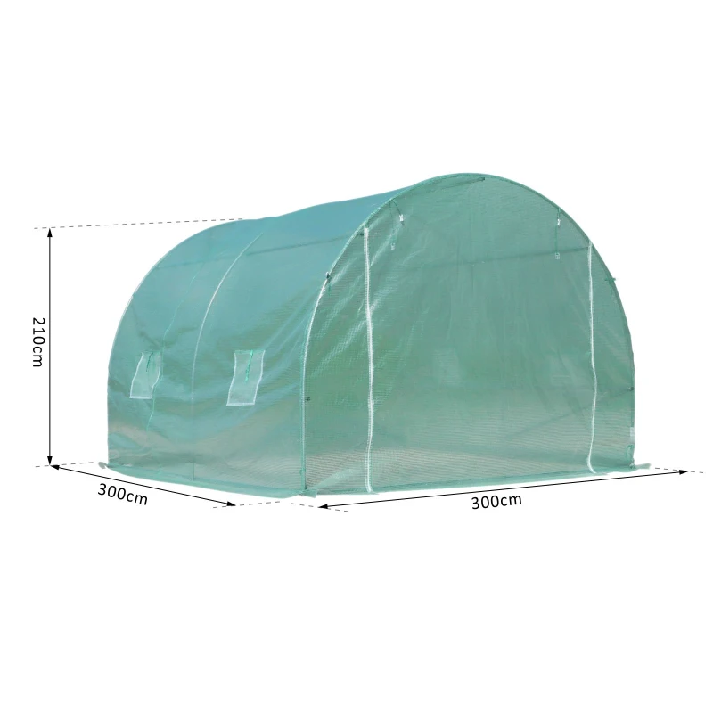 Outsunny Walk-in Tunnel Greenhouse Garden Warm House Planting Shed Powder Coated Frame -300L x 300W x 210H cm