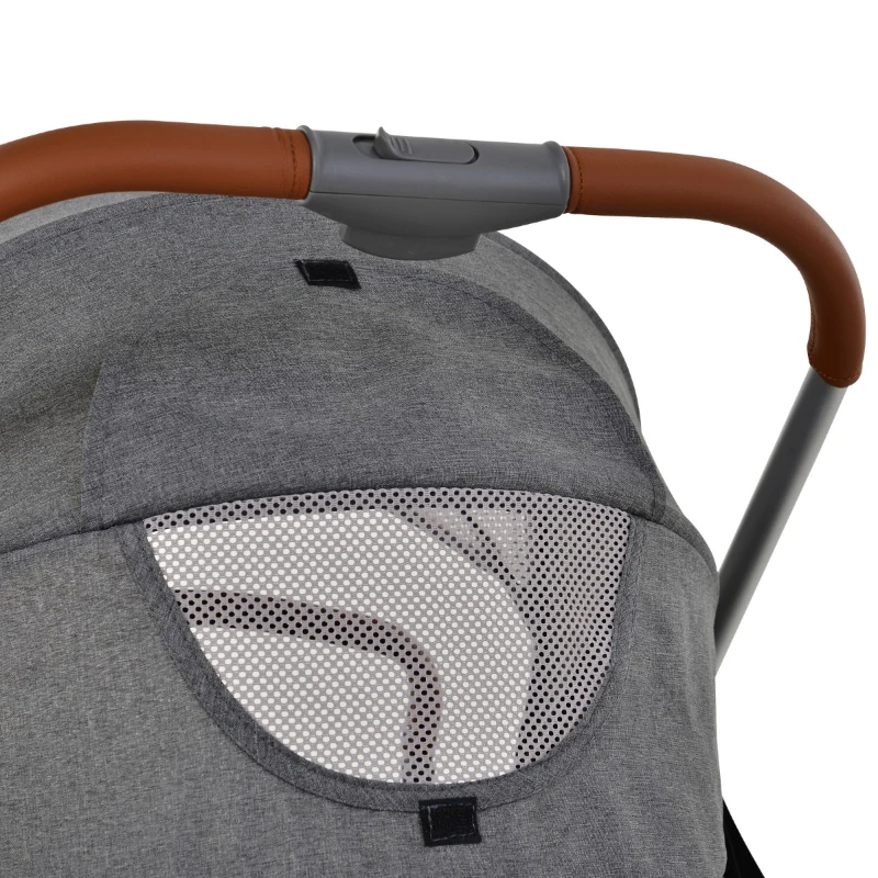 HOMCOM Aluminium Alloy Adjustable & Folding Baby Stroller Grey