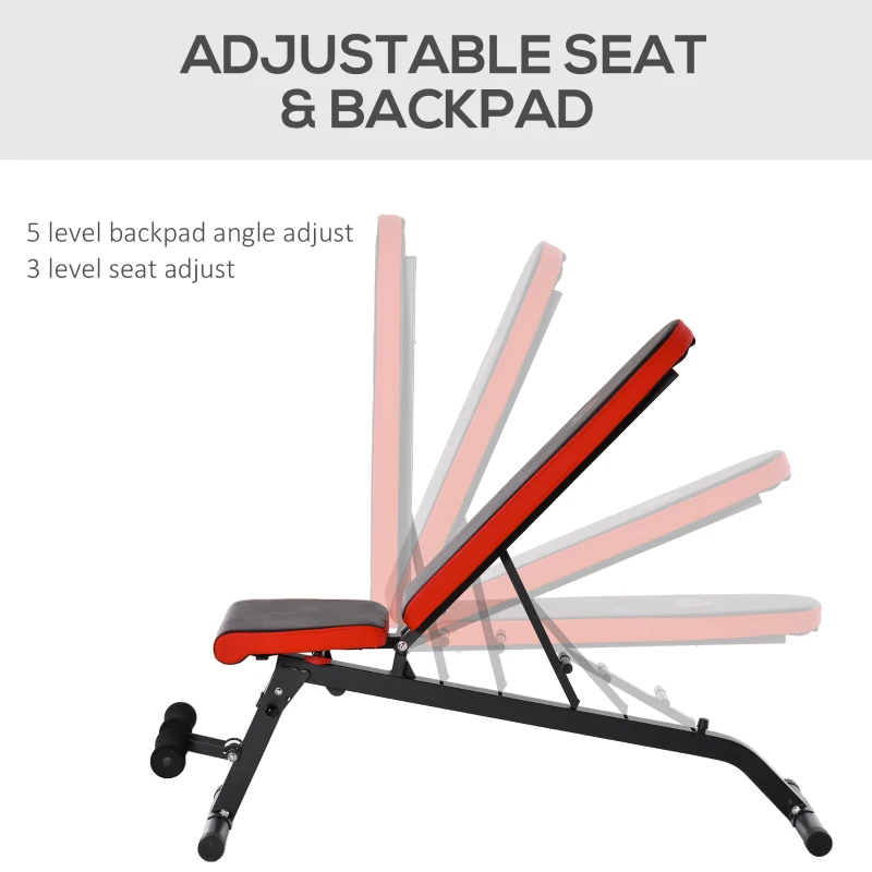 HOMCOM Multifunctional Sit-Up Weight Bench Adjustable Backpad & Seat Foldable Design Exercise Machine for Home, Office, Gym, Black