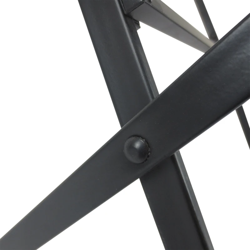 Outsunny Garden Metal Bistro Set 2 Folding Chair 1 Table Outdoor Furniture Black