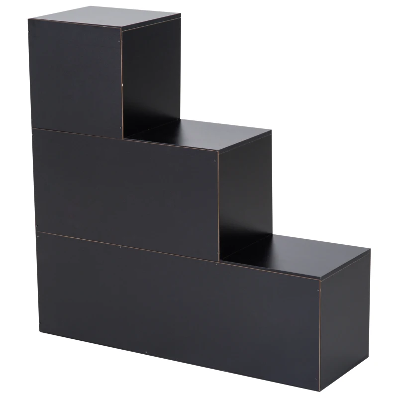 HOMCOM 3-tier Step 6 Cubes Storage Unit Particle Board Cabinet Bookcase Organiser Home Office Shelves Black