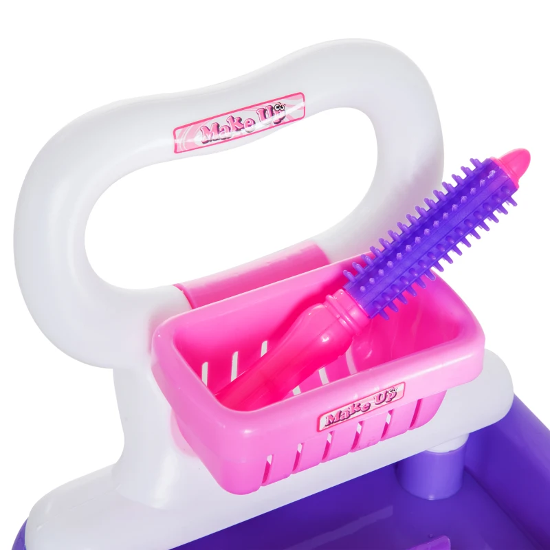 HOMCOM 38 Pcs Kids Pretend Hairdresser Role Play Set-Purple & Pink
