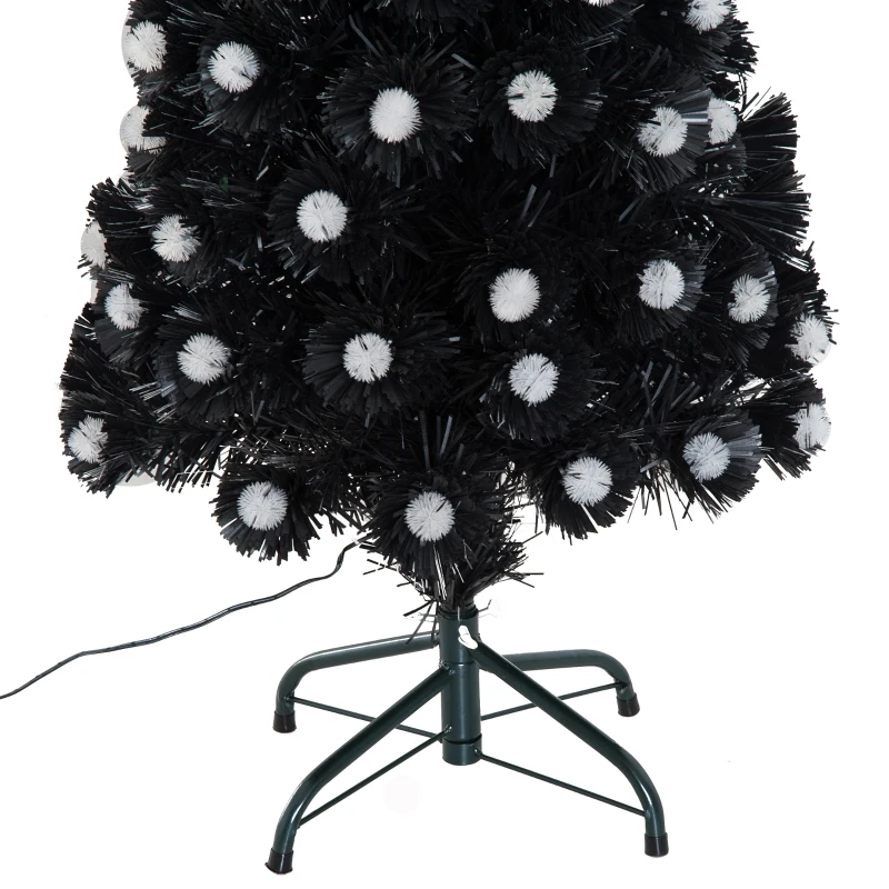 HOMCOM 90cm 3ft Fibre Optic Christmas Tree Artificial Xmas Pre-lit LED Tree Holiday Décor with Metal Stand