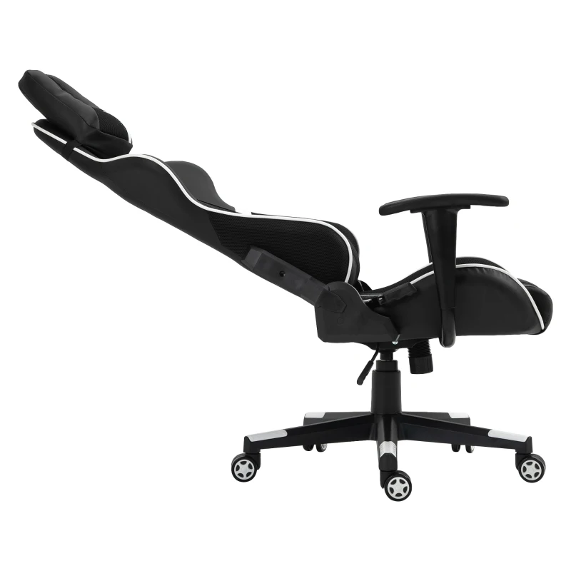 Vinsetto Racing Gaming Chair Adjustable Height W/ Headrest and Lumbar Support - White/Black