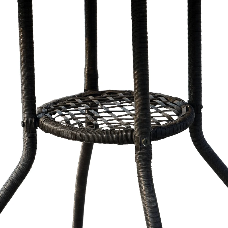 Outsunny 5 Pcs Rattan Furniture Set W/Round Table, Steel-Black