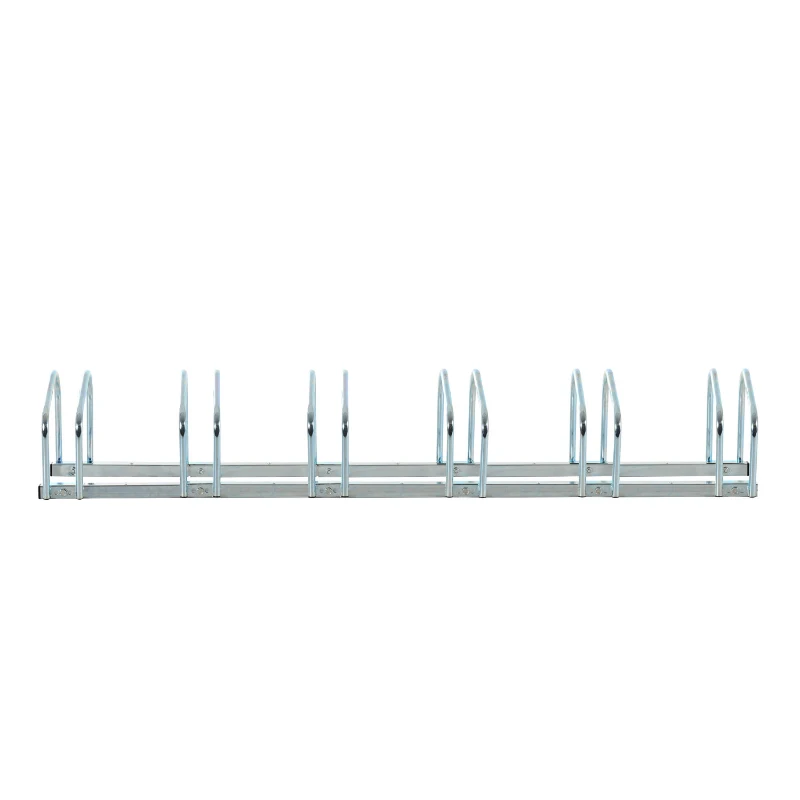 HOMCOM Bike Stand Parking Rack Floor or Wall Mount Bicycle Cycle Storage Locking Stand (6 Racks, Silver)