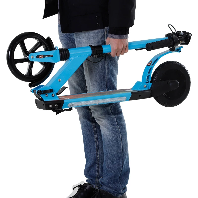 HOMCOM Teen/Adults Aluminium Folding Electric Scooter w/ Lights Blue
