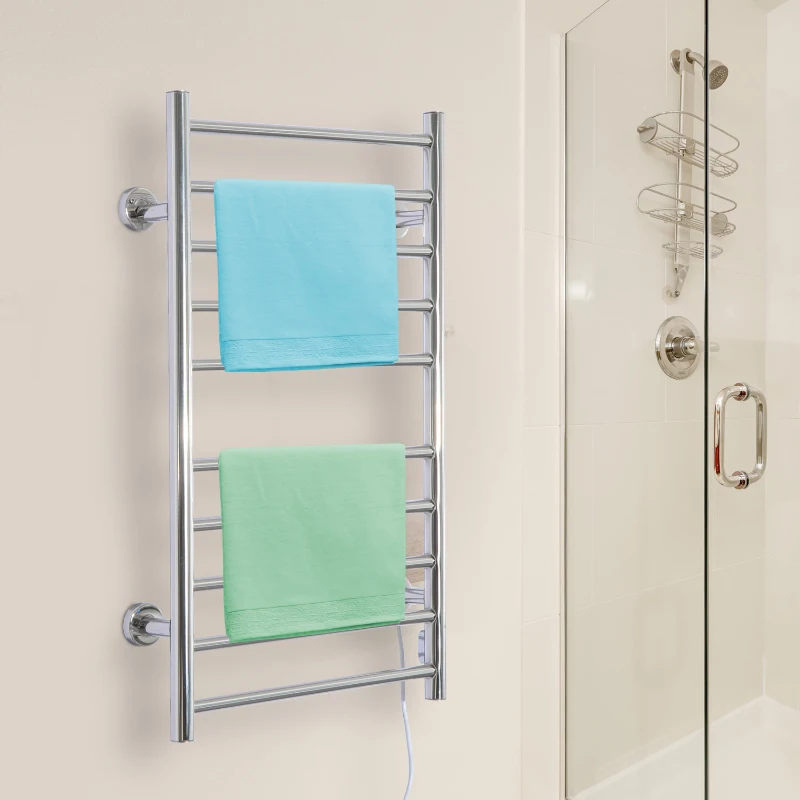 HOMCOM Stainless Steel Electric Heated Warmer Radiator Wall Mount Towel Rail Bathroom