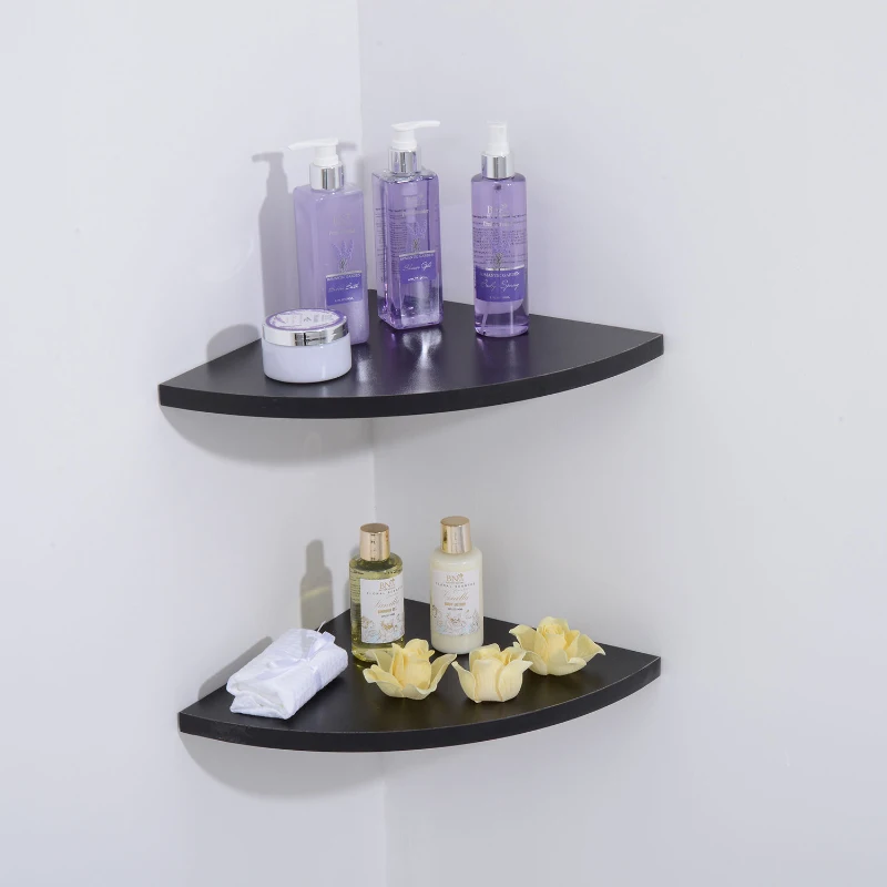 HOMCOM 30L x 30W x 2H cm 2 Piece Wall-Mounted Shelf-Black