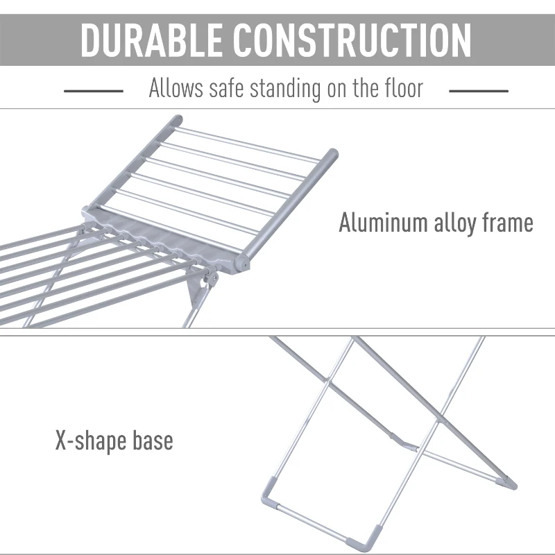 HOMCOM Electric Clothing Drying Rack-Silver