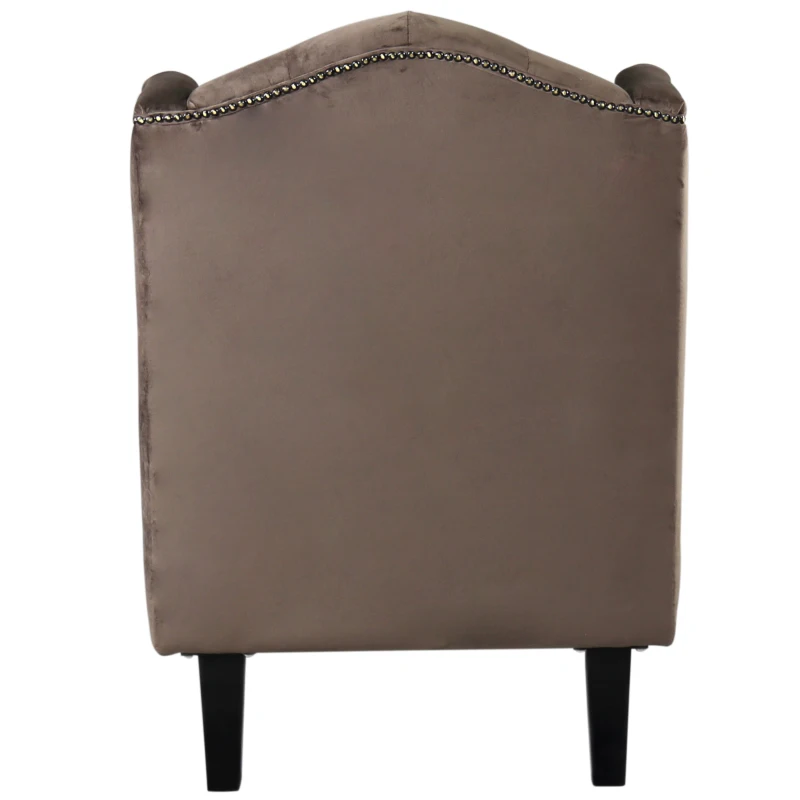 HOMCOM Armchair, Vintage Style, Wood Frame With Oak Legs, Linen-Brown