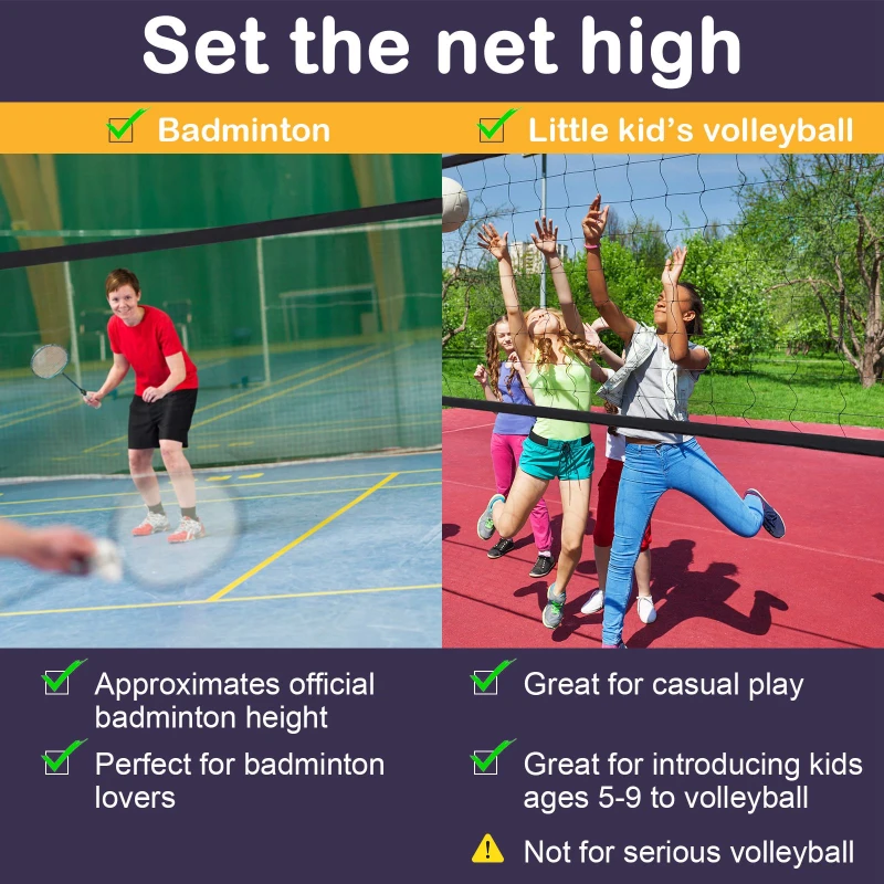 HOMCOM 5m Portable PE Sports Net w/ Carry Bag Black