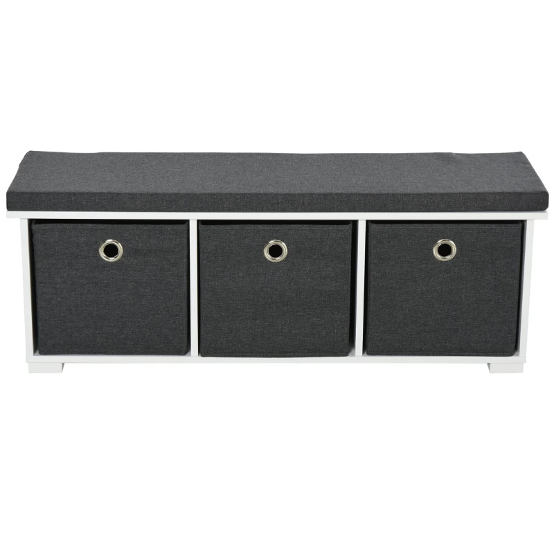HOMCOM MDF 3-Drawer Shoe Storage Bench White/Grey