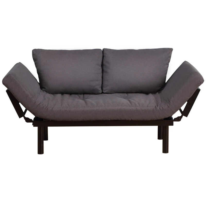 HOMCOM Convertible 3-Position Sofa Bed Couch Chaise Lounge w/ 5-Position Armrest Pillows 80x166cm Black