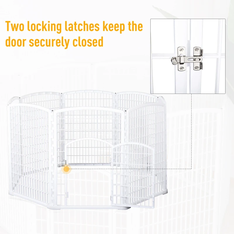 PawHut 8 Panel Dog Pens Pet Puppy PlayPen W/PP, Ф180 x 95Hcm-White
