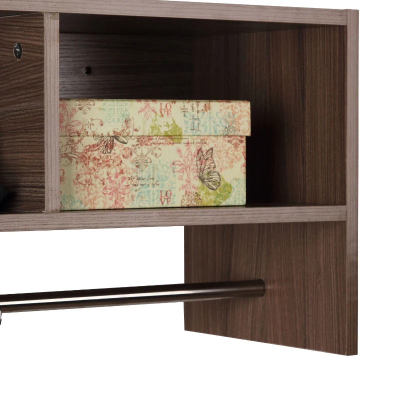 HOMCOM Wall Mounted Coat Hook W/ Shelf-Oak