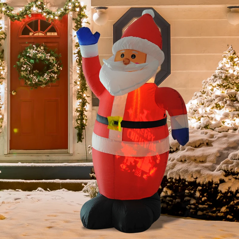 HOMCOM 6Ft Inflatable Santa Claus Decoration, W/LED lights, Polyester Fabric-Multicolour