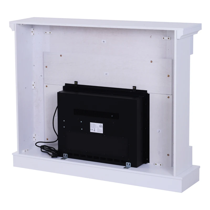 HOMCOM Electric Fireplace Wood Mantel Realistic Flame Freestanding Space Heater w/ Remote Control 2000W White