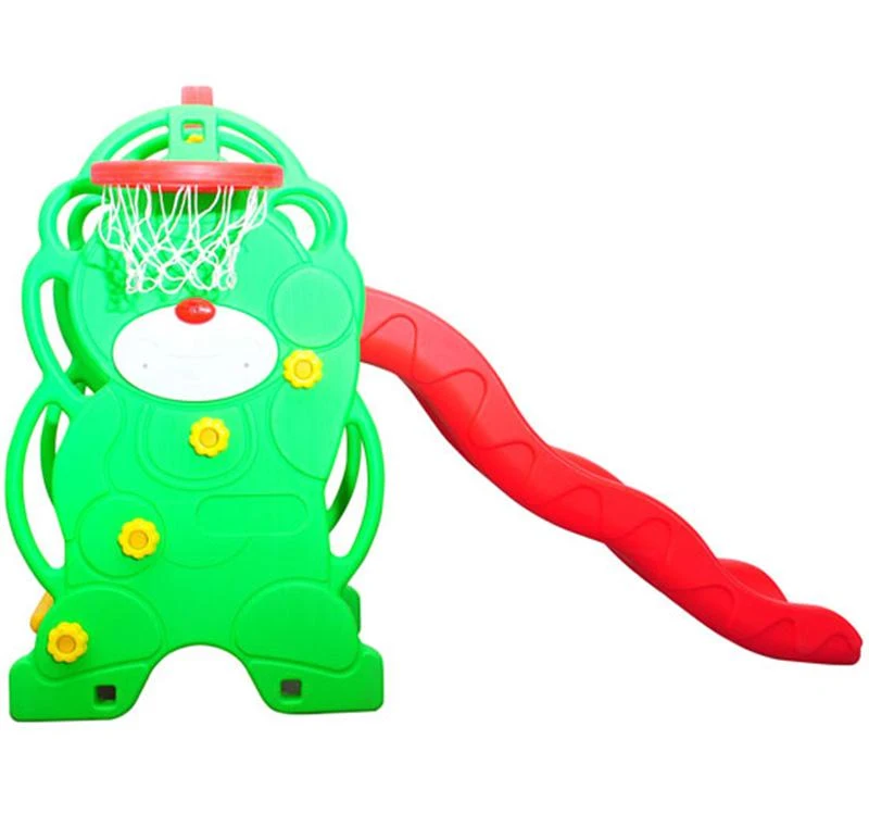 HOMCOM Kids Garden Playground W/ Swing, Slide and Basketball Hoop-Red/Green