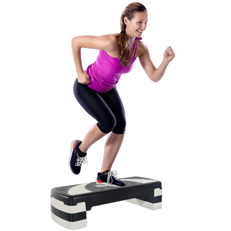 HOMCOM Plastic 3-Level Aerobic Stepper Training Block Black