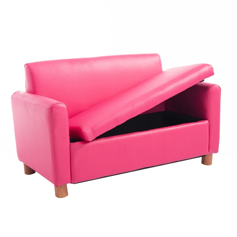 HOMCOM Children Sofa, PU Leather-Pink