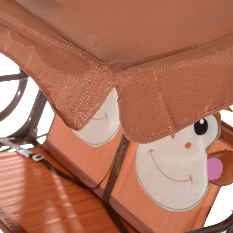 HOMCOM 2-seat Metal Kids Swing Chair-Brown