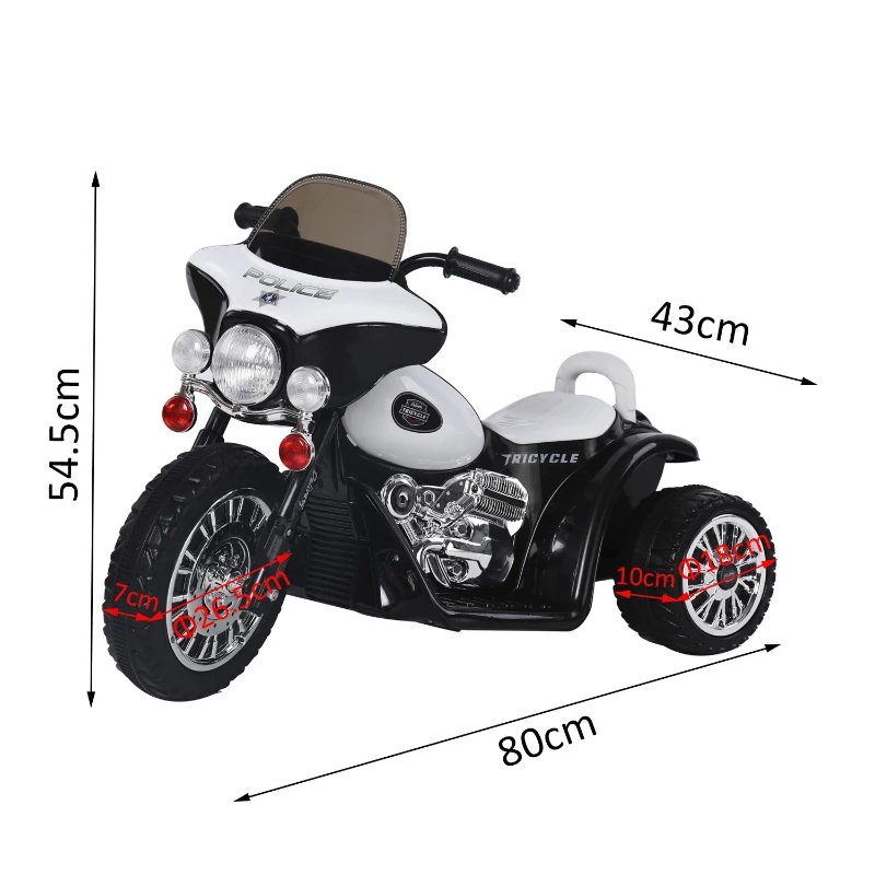 HOMCOM Children Ride On Motorbike W/Sound-Black/White