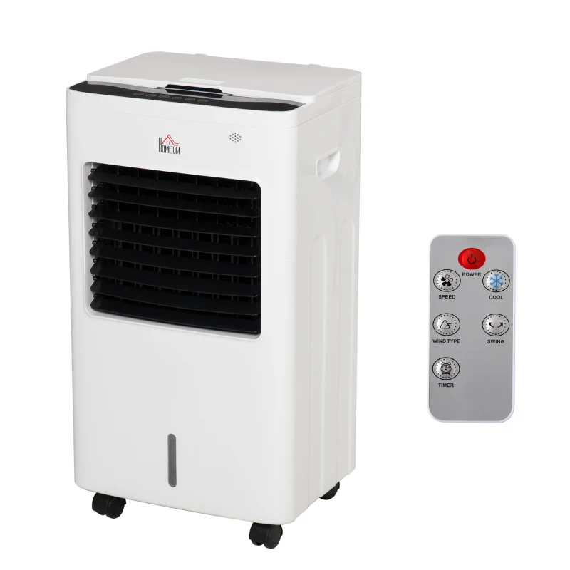 HOMCOM 8.5L Portable Air Cooler, Evaporative Cooler Humidifier with 3 Modes, 3 Speed, Remote Controller, Ice Crystal Box, 7.5 Hour Timer, Swing and Ice Cooling Function for Home Office Dorms