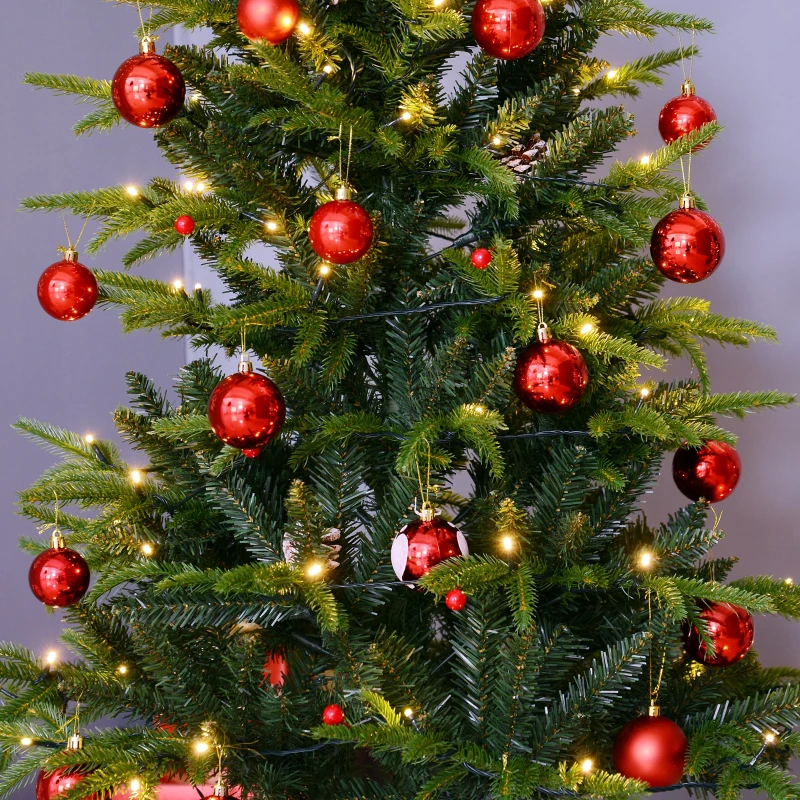 HOMCOM 5FT Artificial Christmas Tree W/Vase Base, W/LED Lights-Green