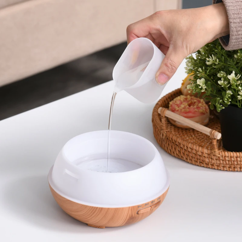 HOMCOM 400ml Aroma Diffuser for Essential Oils & Water Humidifier w/ 7 LED Lights Timer Auto Shutdown Home Office Relaxation Mini Spa Wood Effect Brown