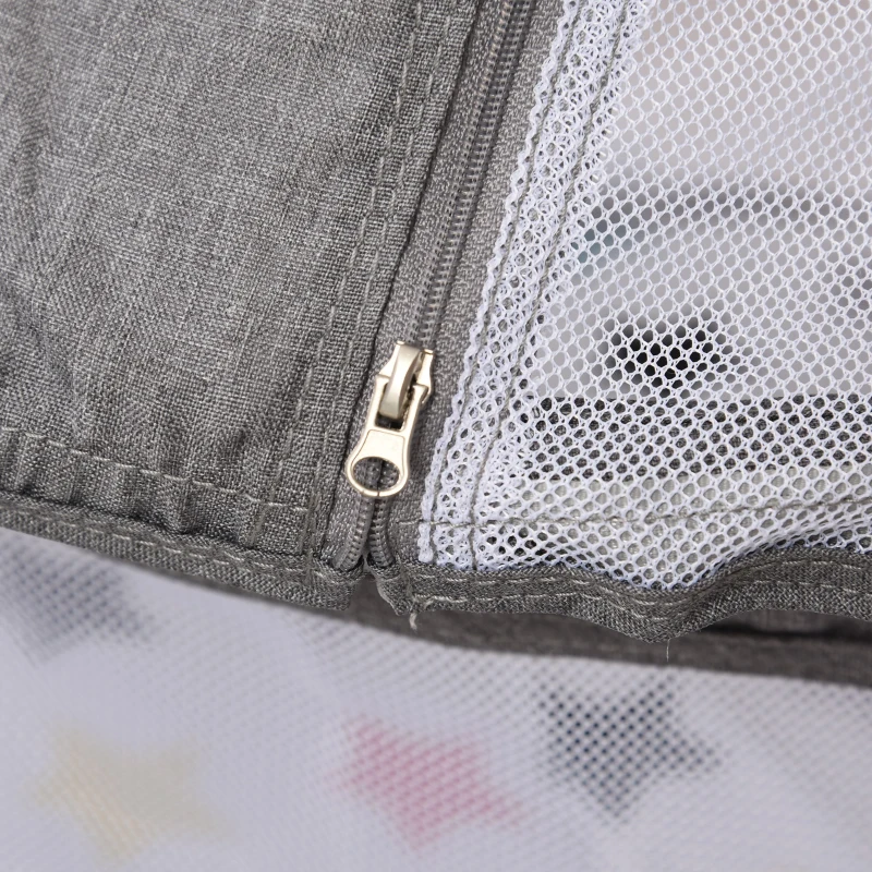 HOMCOM Babies 2-in1 Oxford Cloth Playmat Crib Grey