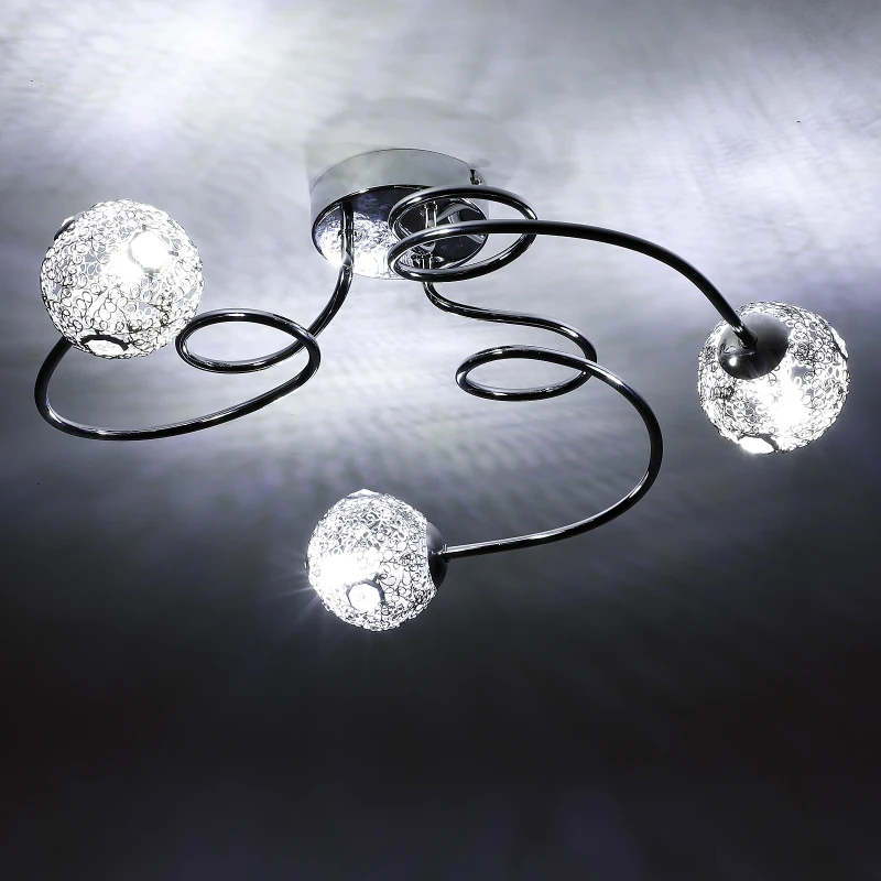 HOMCOM 3 Way Crossover Ceiling Light Swirl Pendant, G9 Base, 25W-Silver