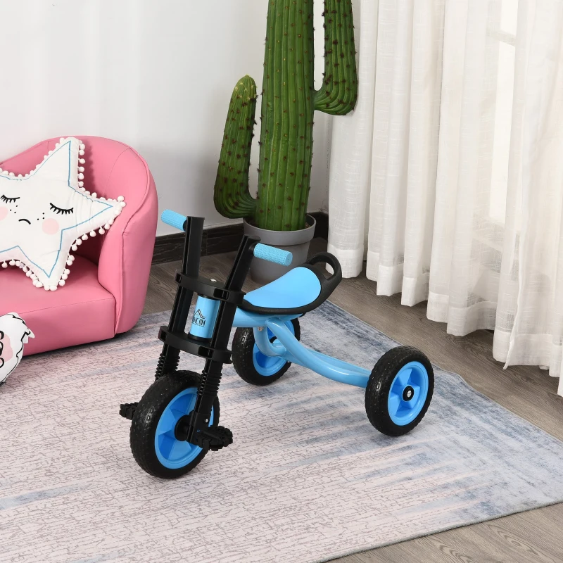 Qaba Kids 3-Wheel Plastic Pedal Tricycle Blue