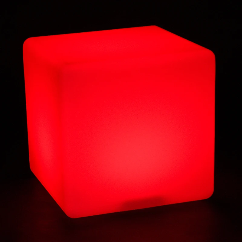 HOMCOM 40cm LED Cube Stool Chair Seat Table Floor Lamp Adjustable 16 RGB Colour Rechargeable Battery Remote Control