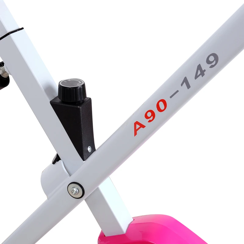 HOMCOM Folding Exercise Bike LCD Monitor Home Gym Exercise Adjustable Tension Padded Seat Heart Rate Monitor Pulse Sensor Pink