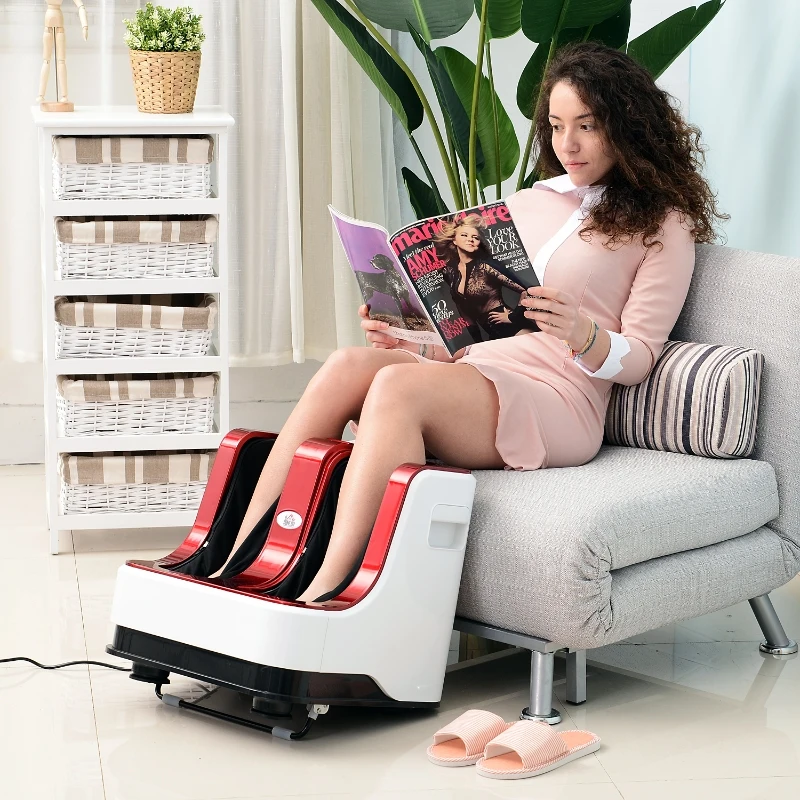 HOMCOM Automatic Heated Electric Foot Massager-Red/White/Black