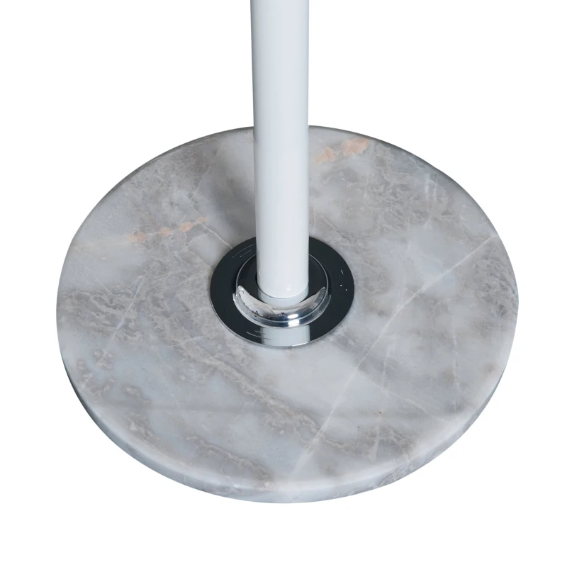 HOMCOM 174cm Free Standing Metal Coat Rack Stand with Marble Base 6 Hooks Clothes Tree Hat Display Hall Tree Hanger Bag Umbrella Hanging Organiser for Hallway Bedroom Waiting Room Living Room (White)