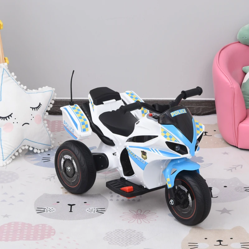 HOMCOM Kids Battery Powered Plastic Ride On Motorcycle Trike Blue