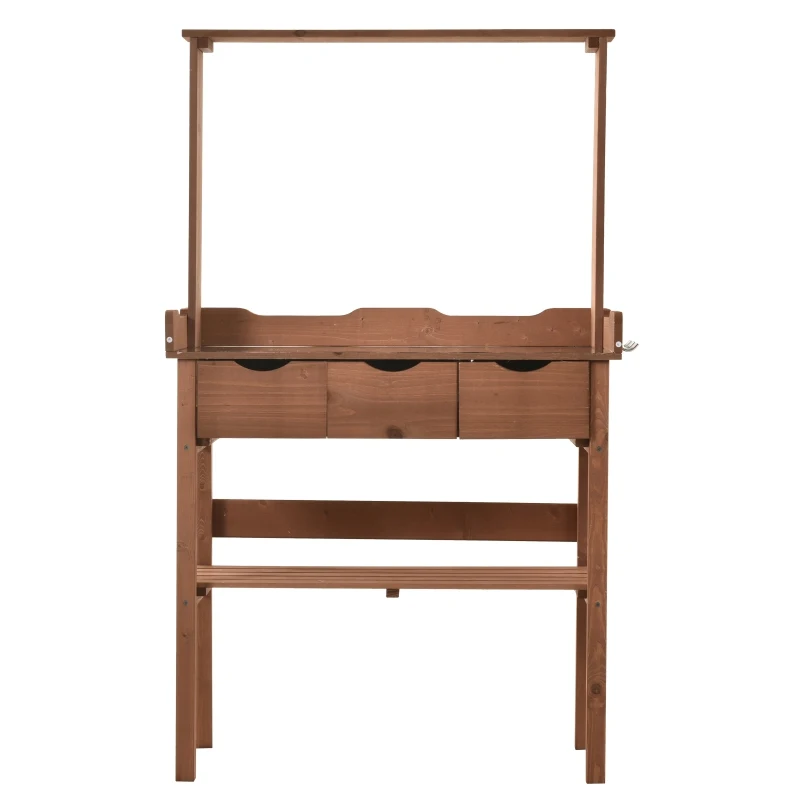 Outsunny Wooden Garden Potting Table Work Bench with Drawers Flower Plant  Workstation Tool Storage Shelves Outdoor