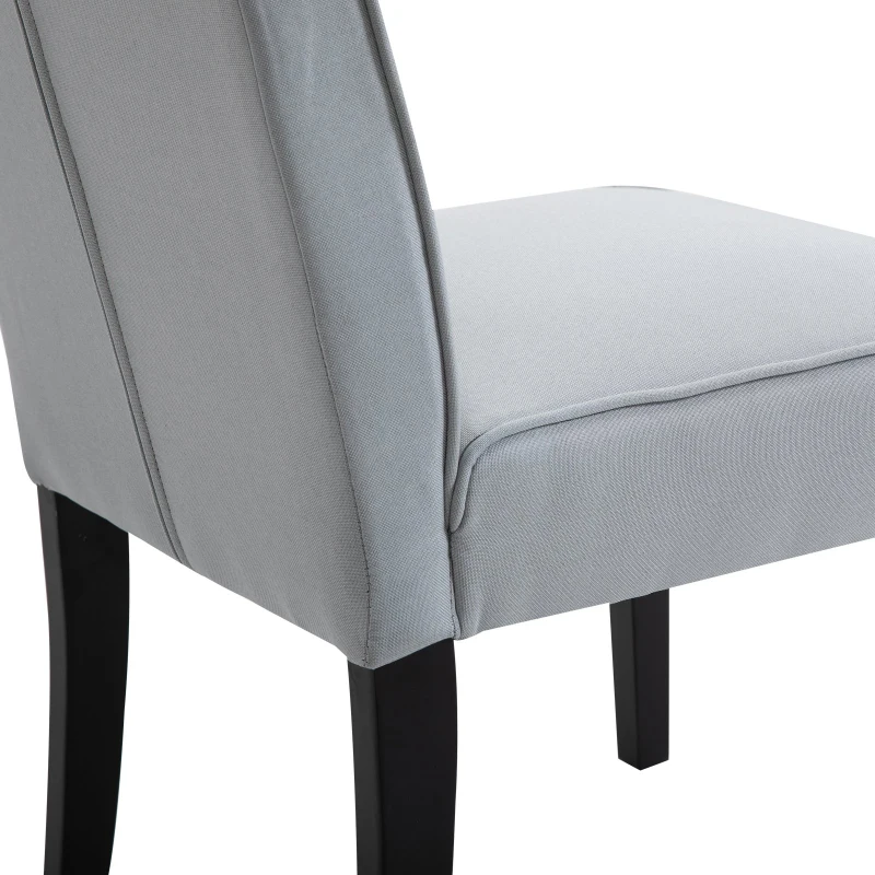 HOMCOM Elegant Tufted Dining Chair Wood Frame Linen Upholstery Padded Seat Cream White