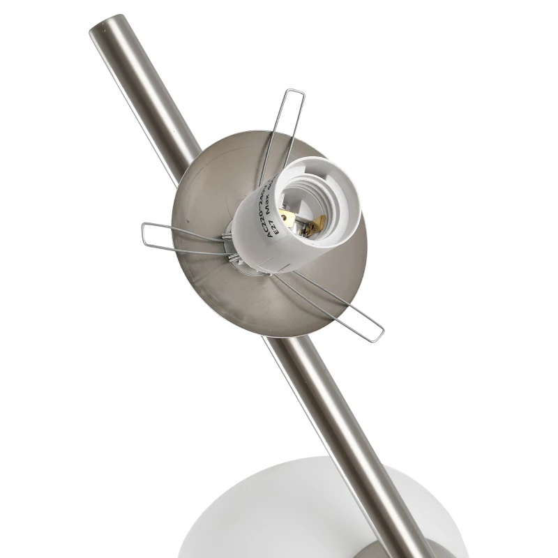 HOMCOM 2 Glass Shade Floor Lamp Metal Pole Modern Decorative w/ Floor Switch Silver