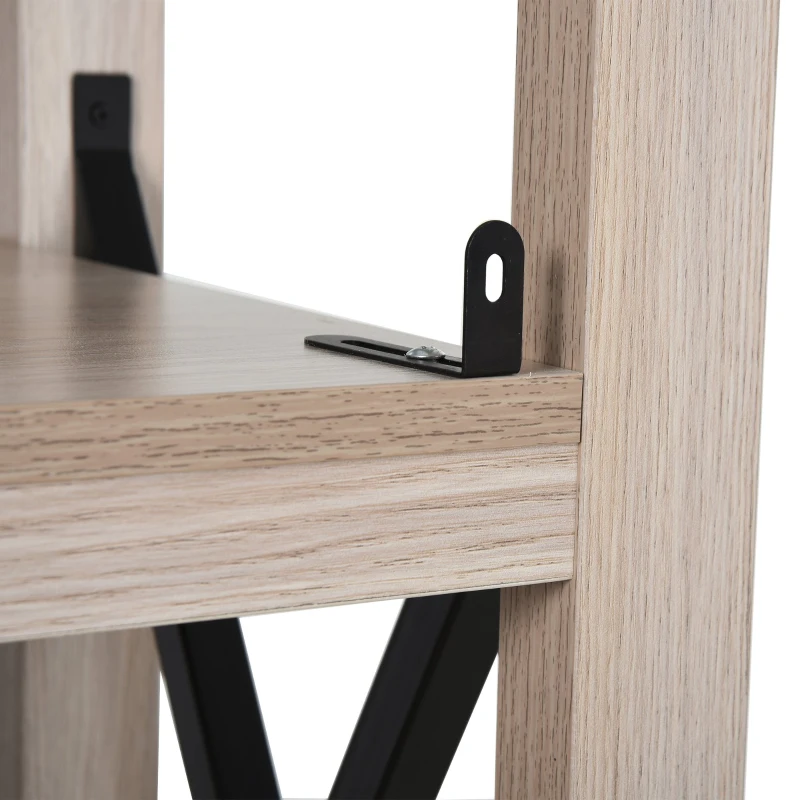 HOMCOM 4-Tier Retro Style Book Shelf Heavy Duty Organizer with Steel and Particle Board Multipurpose Bookcase for Living Room Sturdy Room Entrance