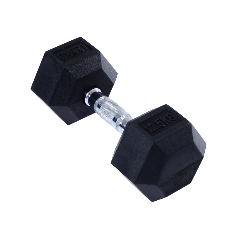 HOMCOM Rubber Dumbbell Weights Body Power Hex Home Gym Exercise Workout Fitness Training Lifting (12.5kg) Sold As Single