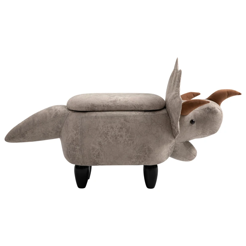HOMCOM Upholstered Animal Storage Ottoman Footrest Stool with Vivid Adorable Dinosaur