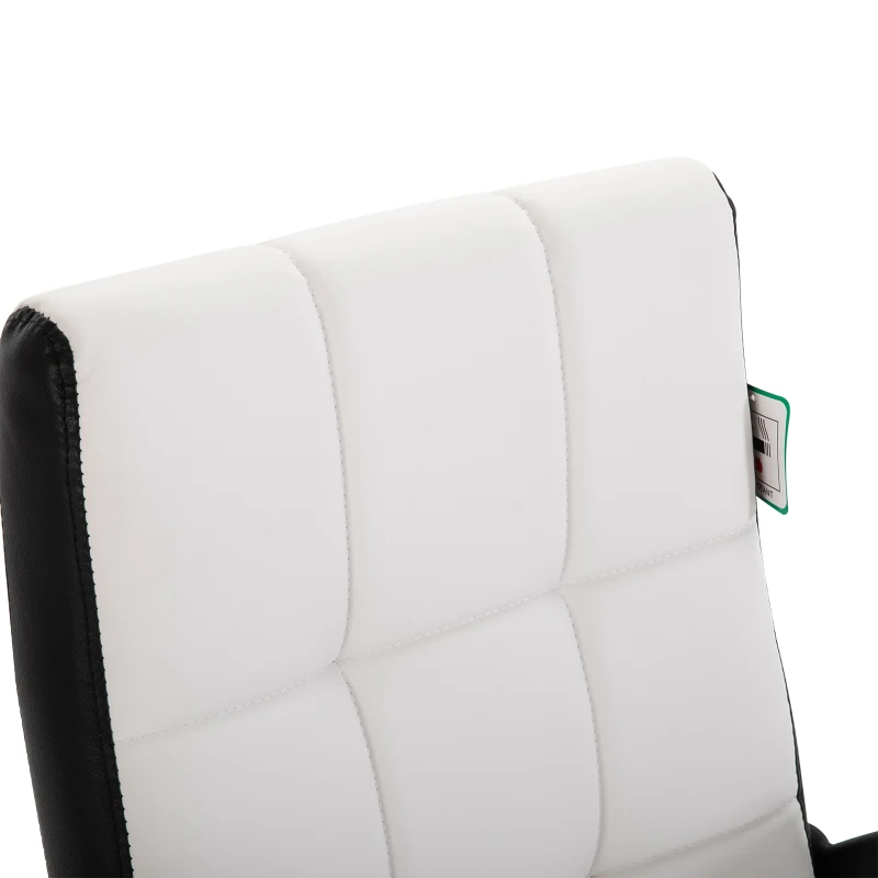 Vinsetto Office Chair Desk Computer Chair W/PU Leather Sponge Nylon, 65.5W x 69D x 109-118Hcm-White/Black