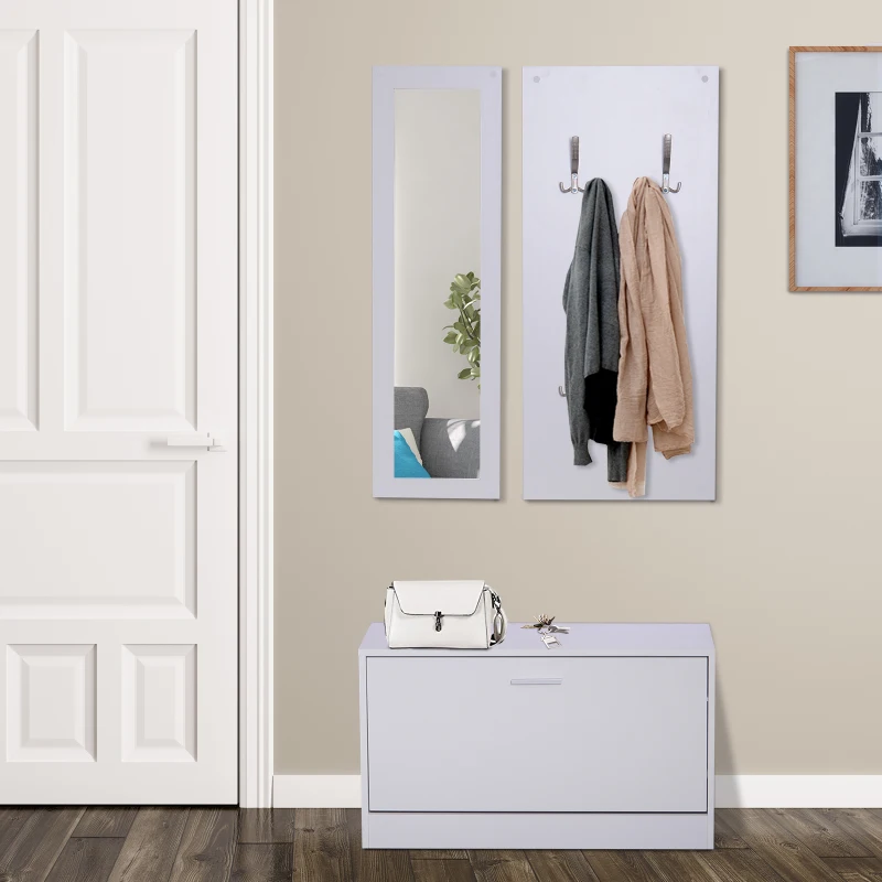 HOMCOM 3-IN-1 Hallway Set W/Mirror-White